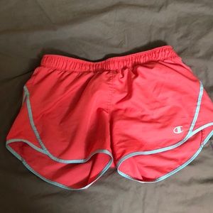 Champion running shorts.